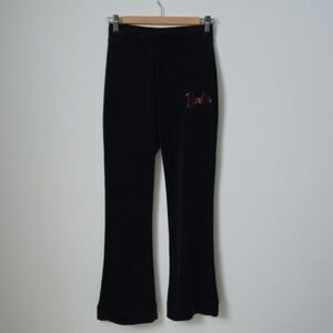 4/$20 ❤️ Barbie Black Velour Track Pants with Pink Gemstone Logo (S)